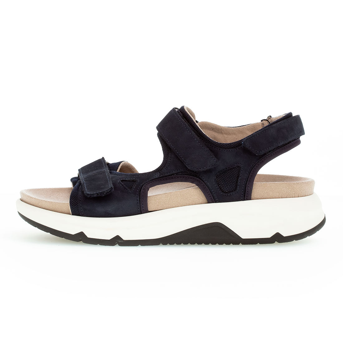 ROLLINGSOFT Blue nubuck sandal with Velcro straps,