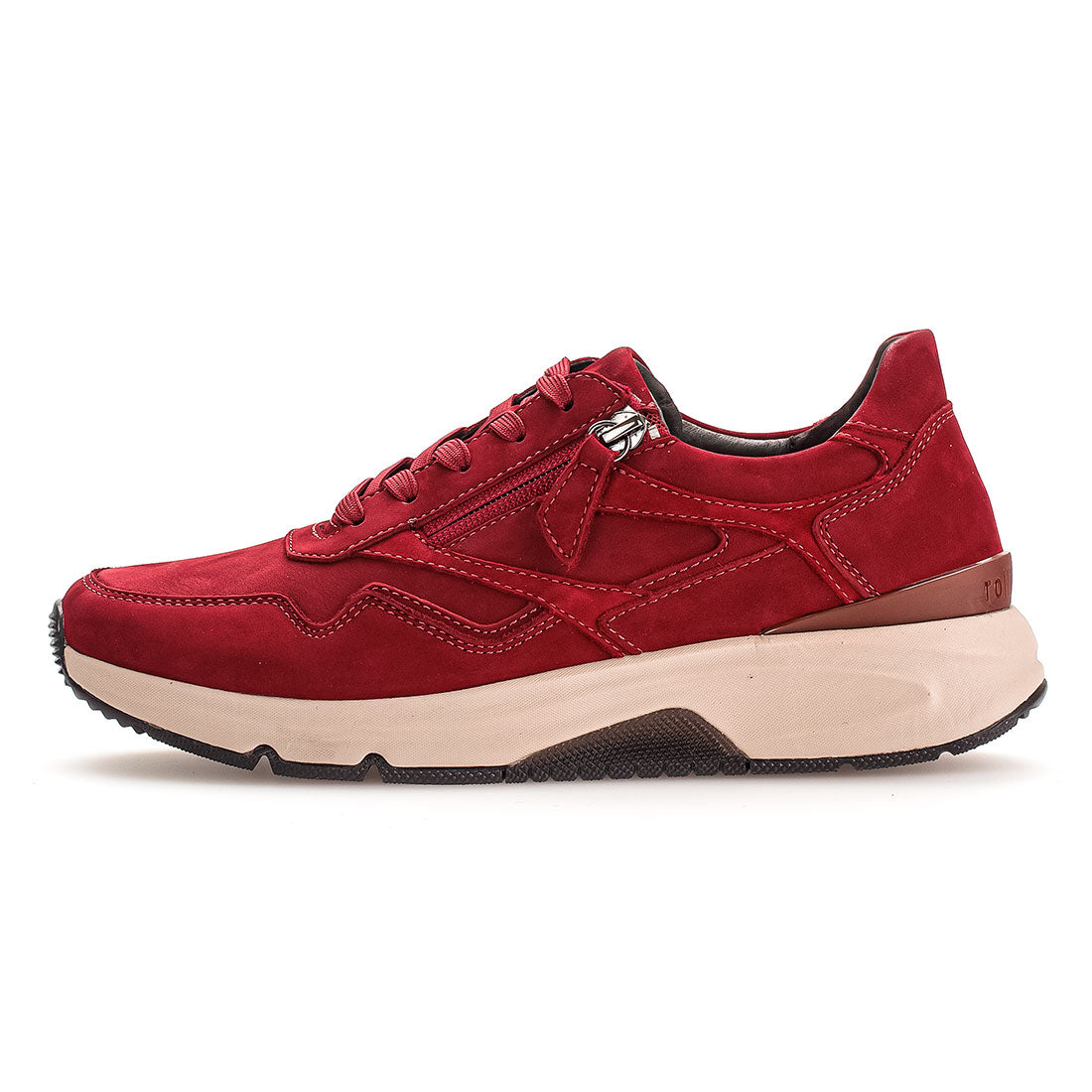 ROLLINGSOFT Dark red nubuck sneaker with 1 zip,