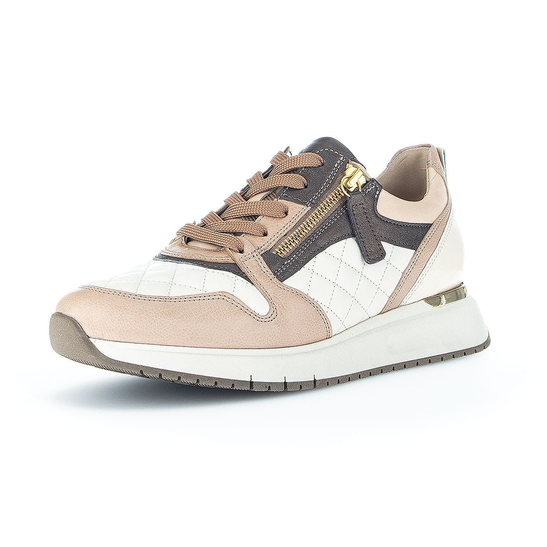 GABOR Sand + off-white leather sneaker,