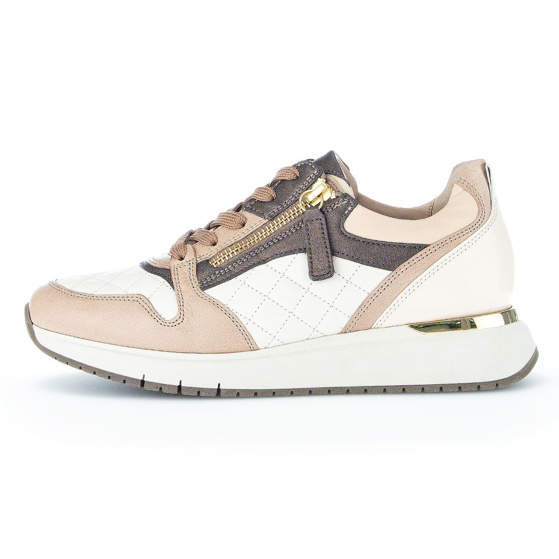 GABOR Sand + off-white leather sneaker,