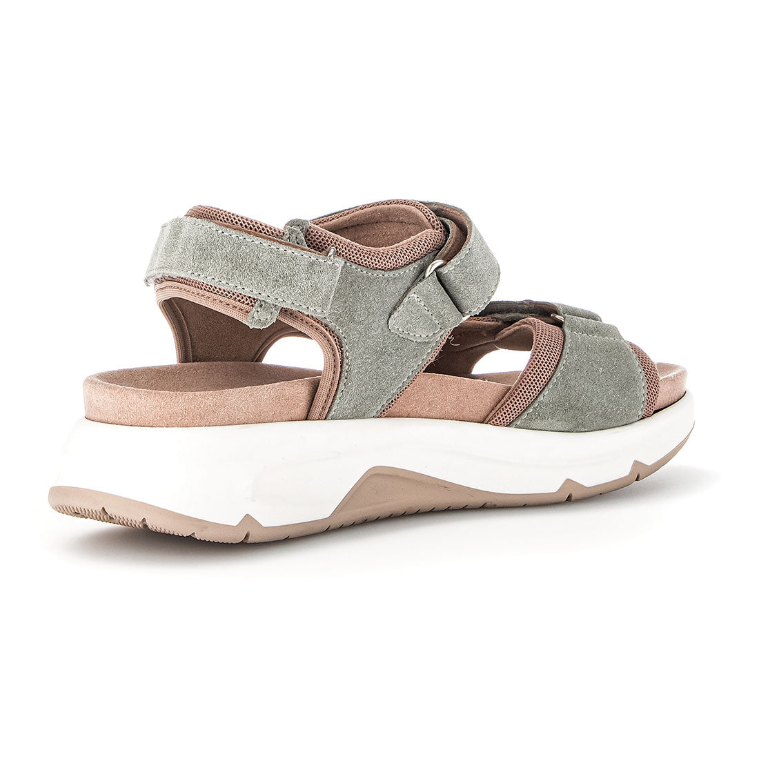 ROLLINGSOFT Light green suede sandal with Velcro,