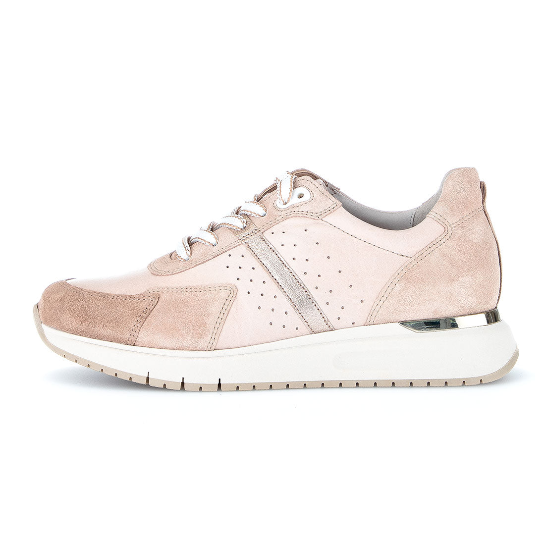 GABOR Beige leather sneaker with suede,