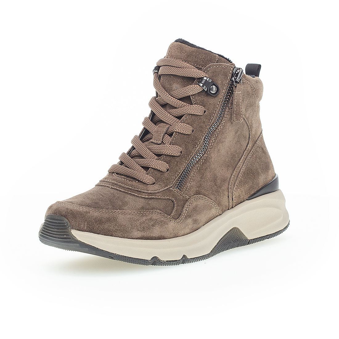 ROLLINGSOFT Brown suede boot lace + zipper,