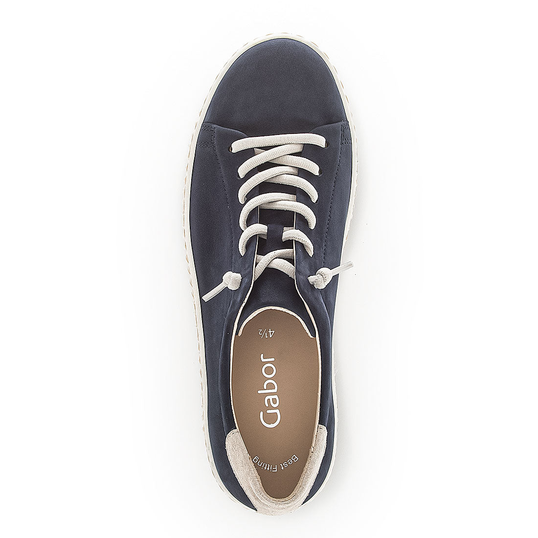 GABOR Blue nubuck sneaker with elastic laces,