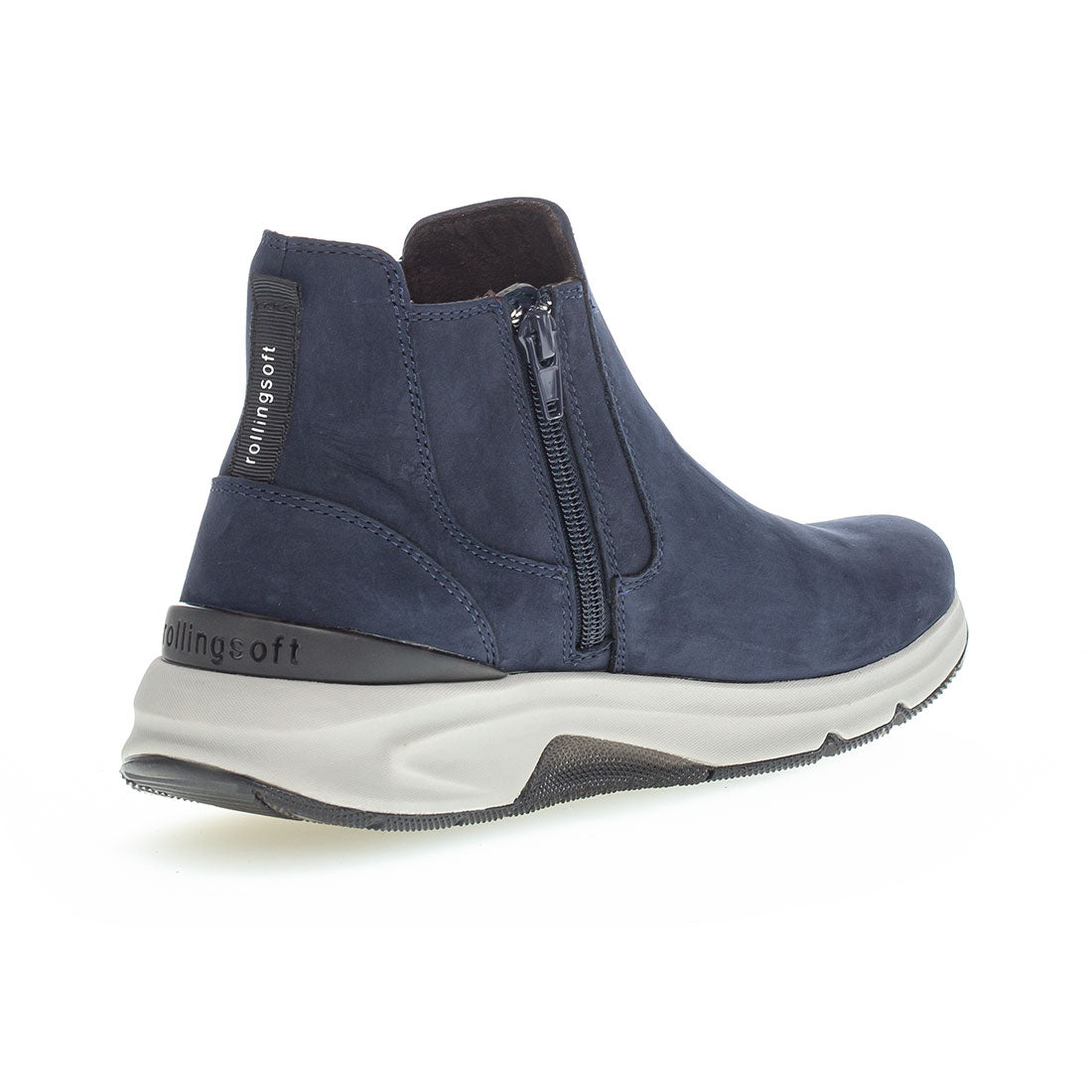 ROLLINGSOFT Blue nubuck boot with elastic + zip,