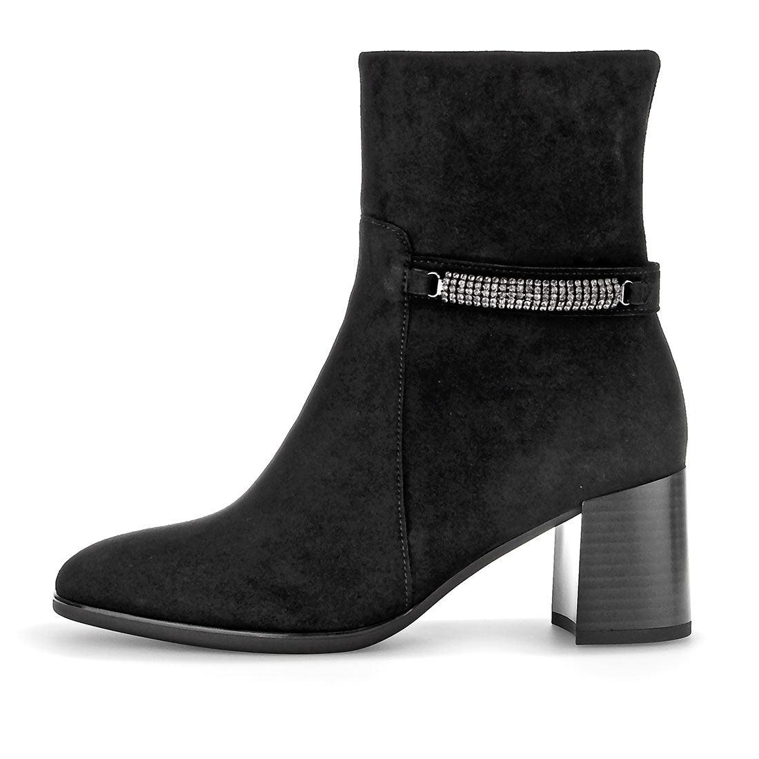 GABOR Black suede boot with decorative stone,
