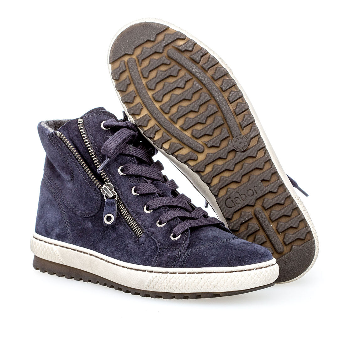 GABOR Dark blue suede sneaker with laces,