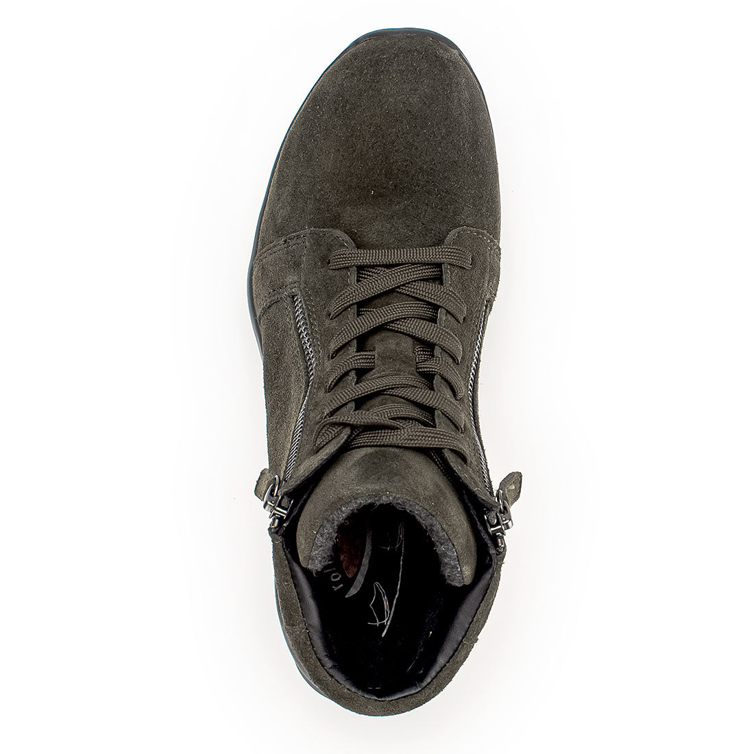 ROLLINGSOFT Dark green suede with lace + zip,