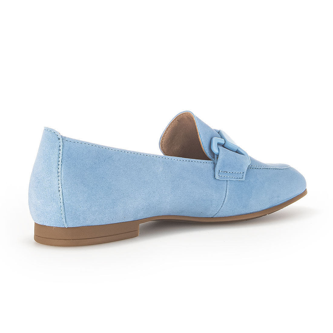 GABOR sky blue suede loafer with buckle,