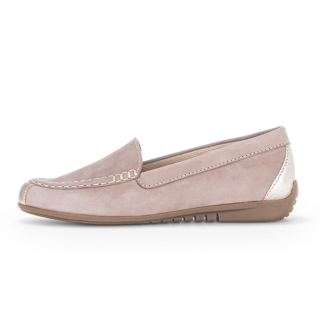 GABOR Dusty pink nubuck loafer with gold,