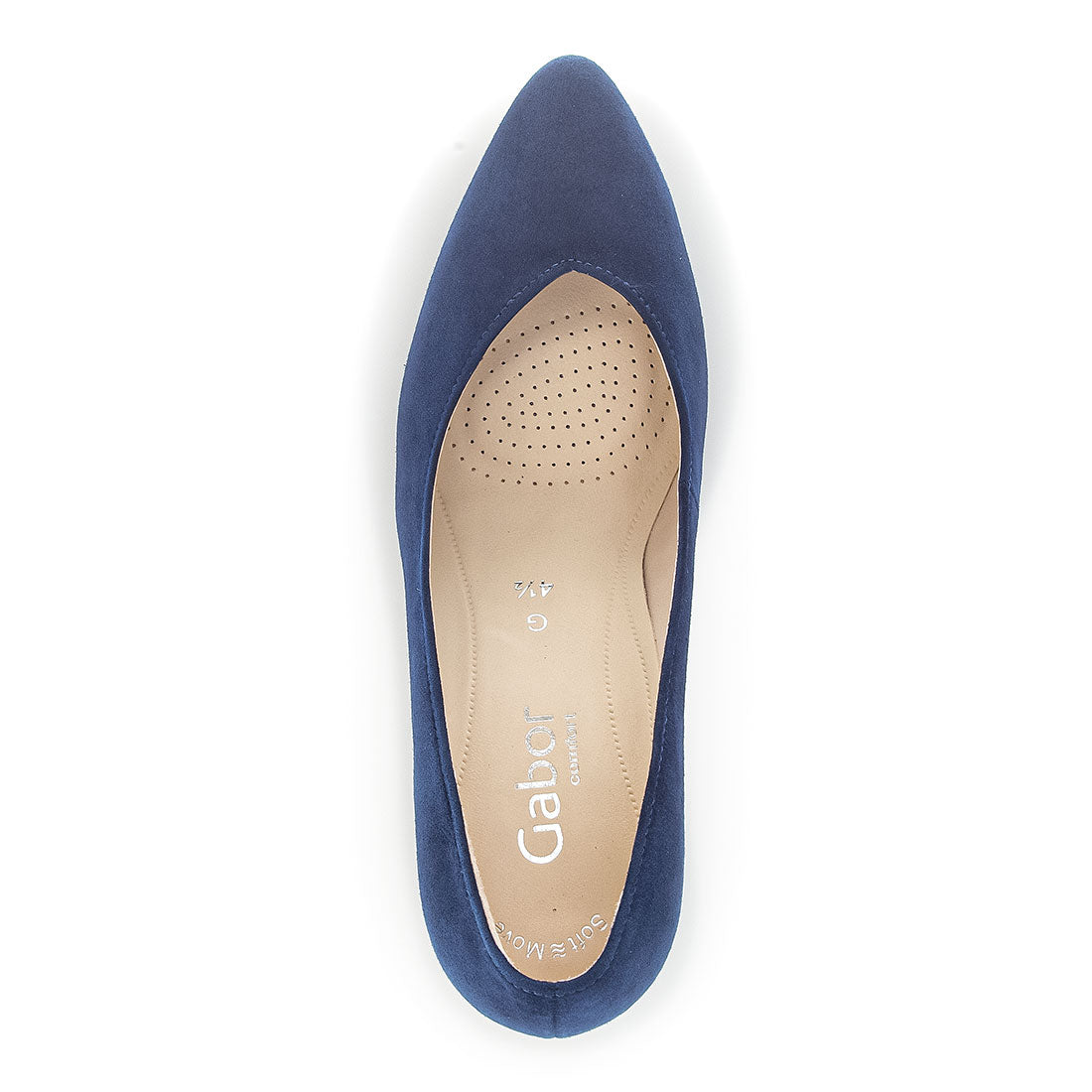 GABOR Blue suede pump with pointed toe,
