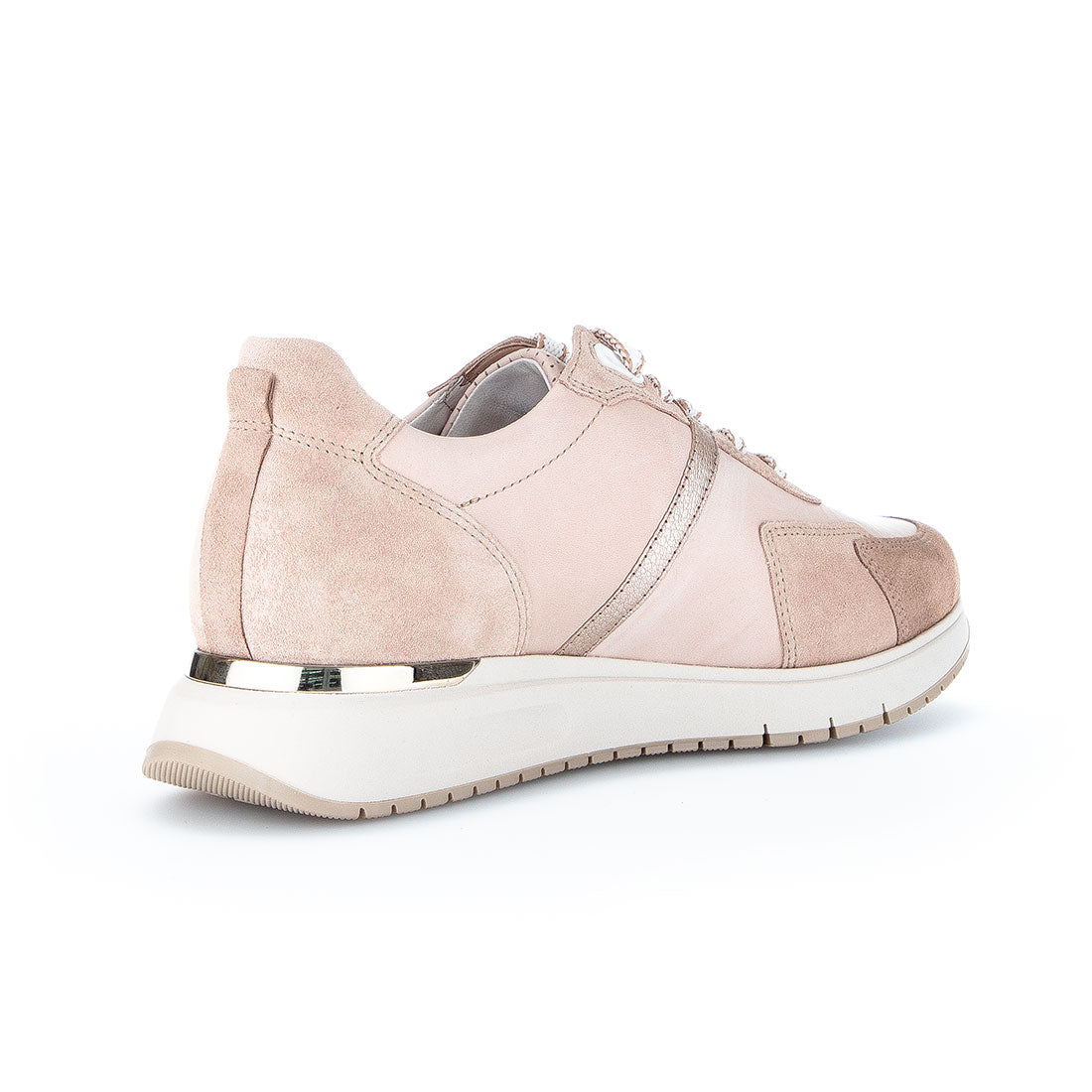 GABOR Beige leather sneaker with suede,