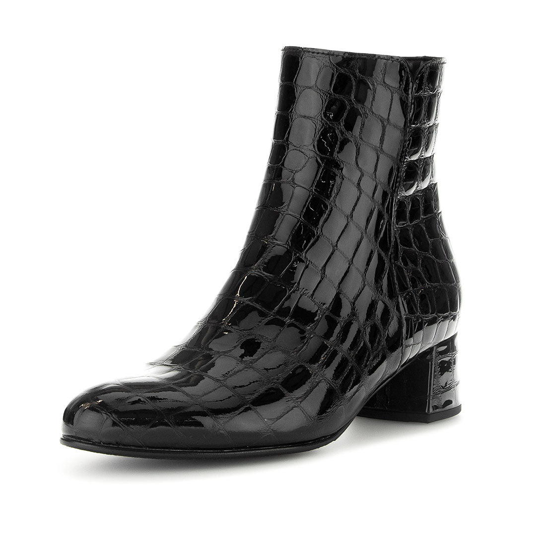 GABOR Black embossed patent leather boot,