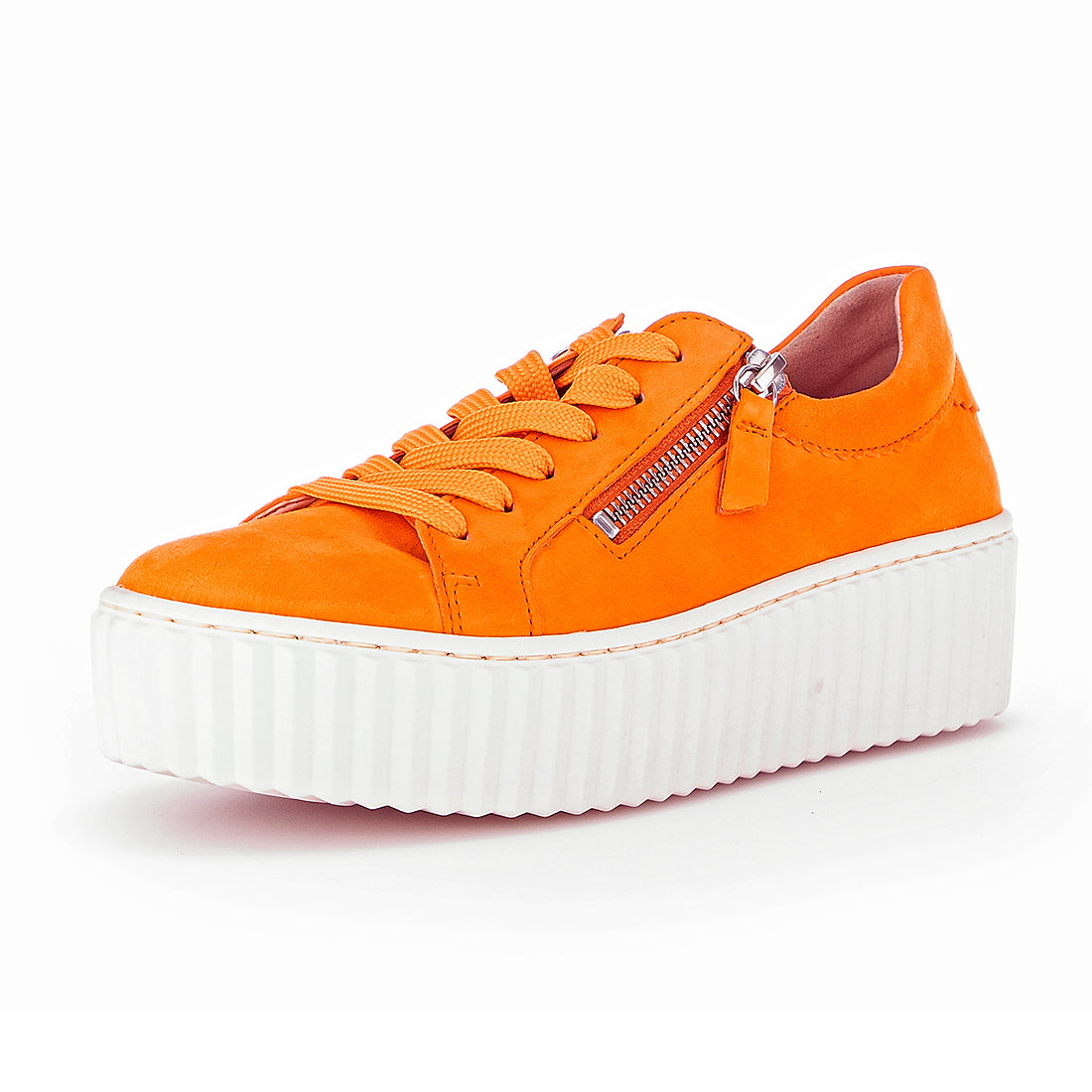 GABOR Orange suede sneaker lace + zipper,