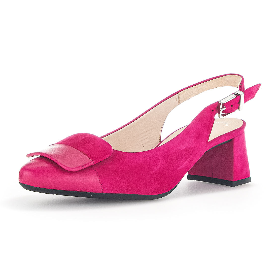 GABOR Pink suede slingback with leather toe,