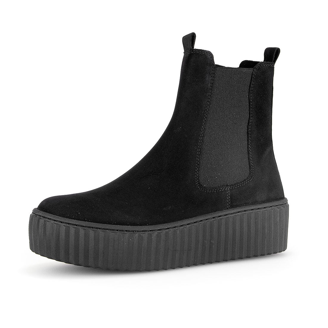 GABOR Black nubuck boot with elastic + zipper,