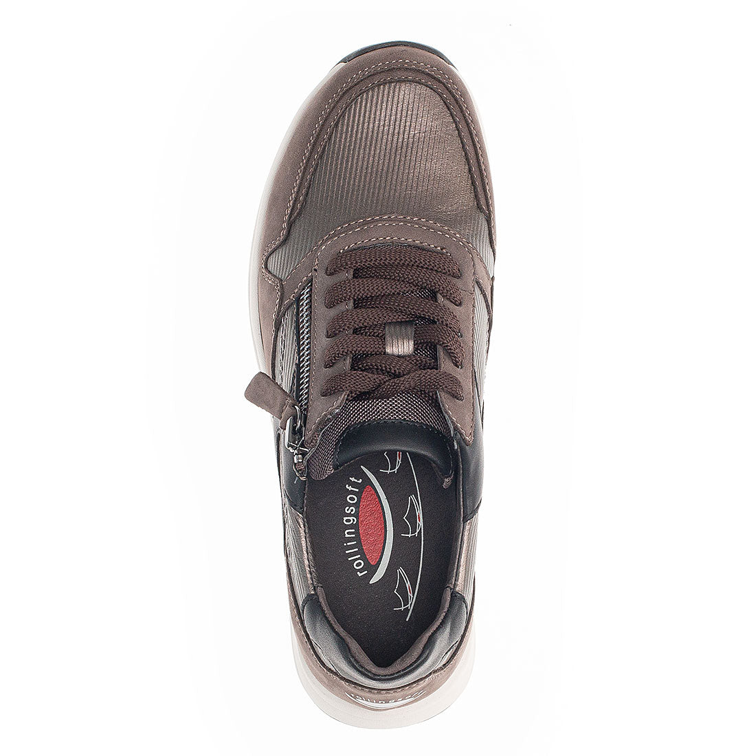 ROLLINGSOFT Copper embossed + brown nubuck sneaker,