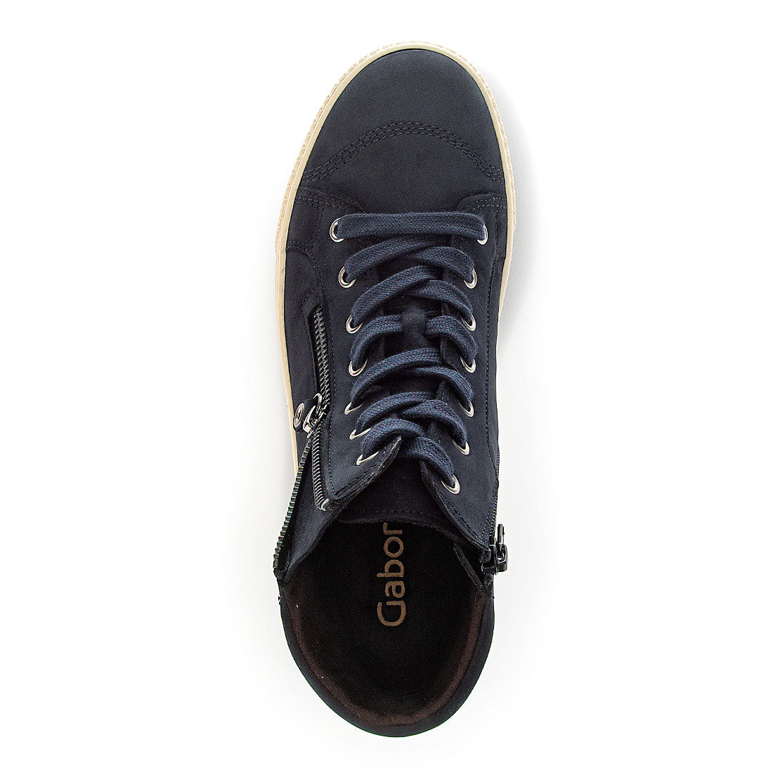 GABOR Blue nubuck high sneaker lace + zipper,