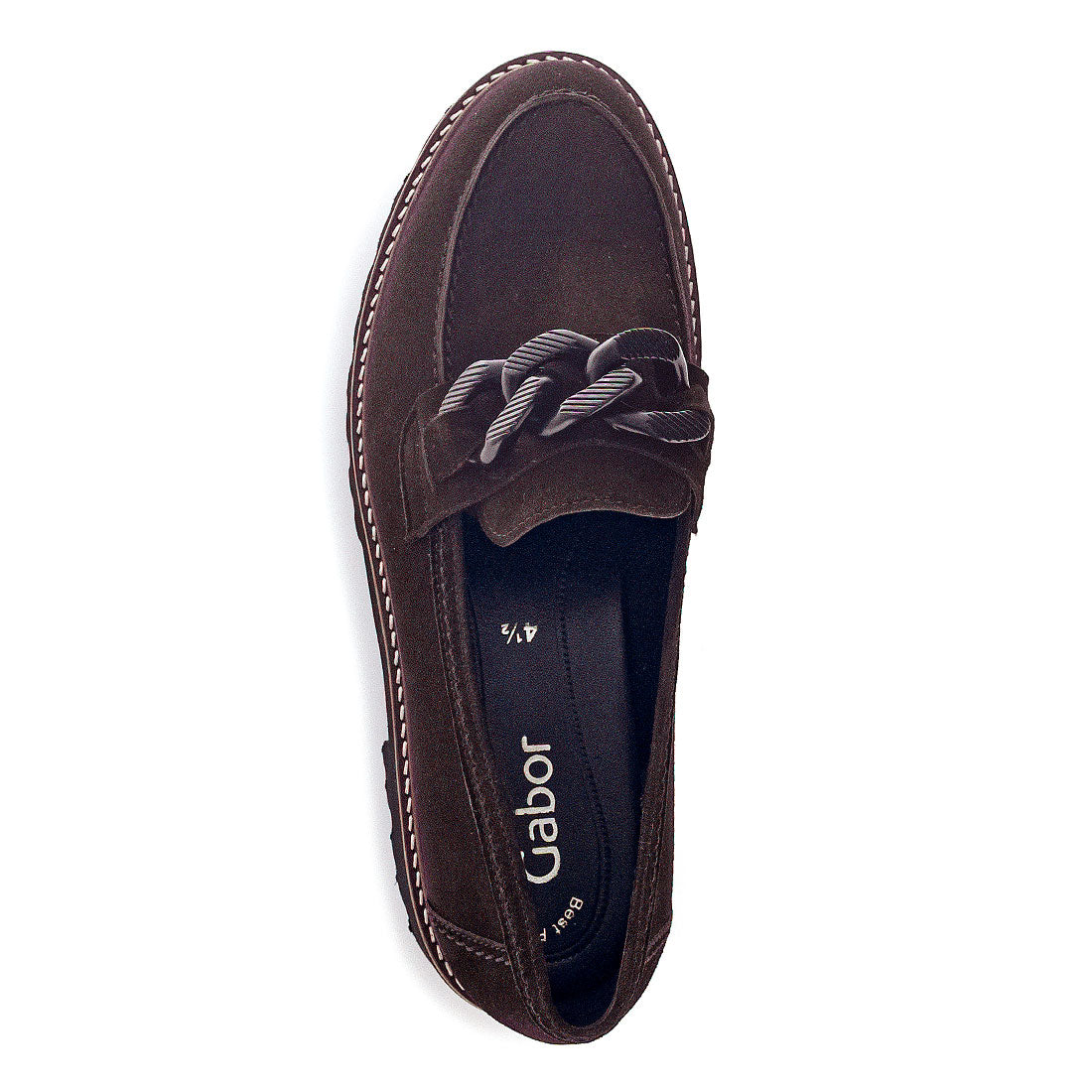 GABOR Chocolate suede loafer with bite,
