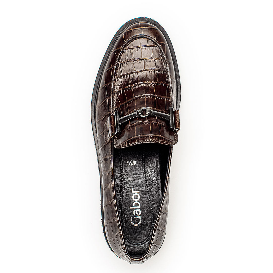 GABOR Brown embossed leather loafer,
