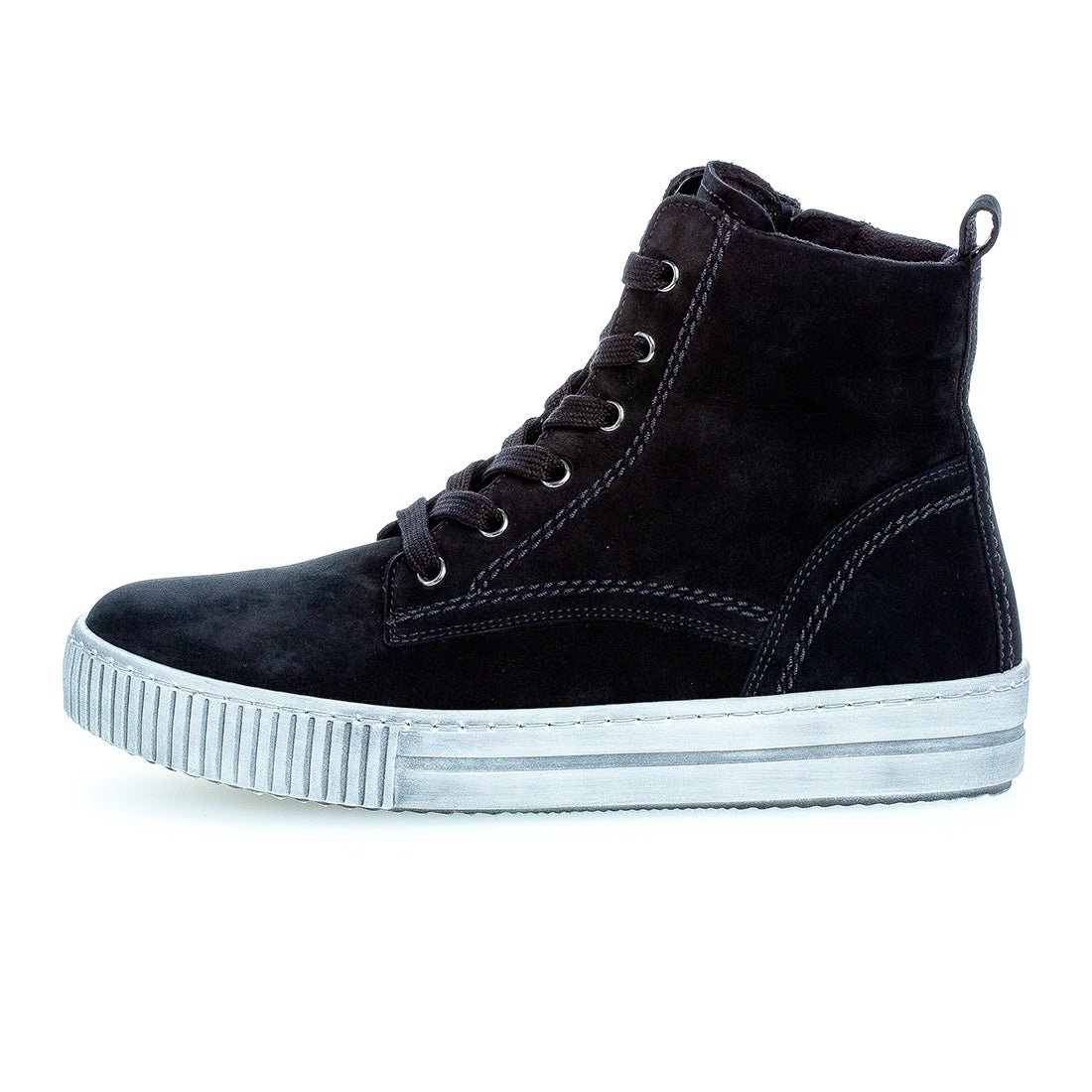 GABOR Black oil nubuck boot lace/zip,