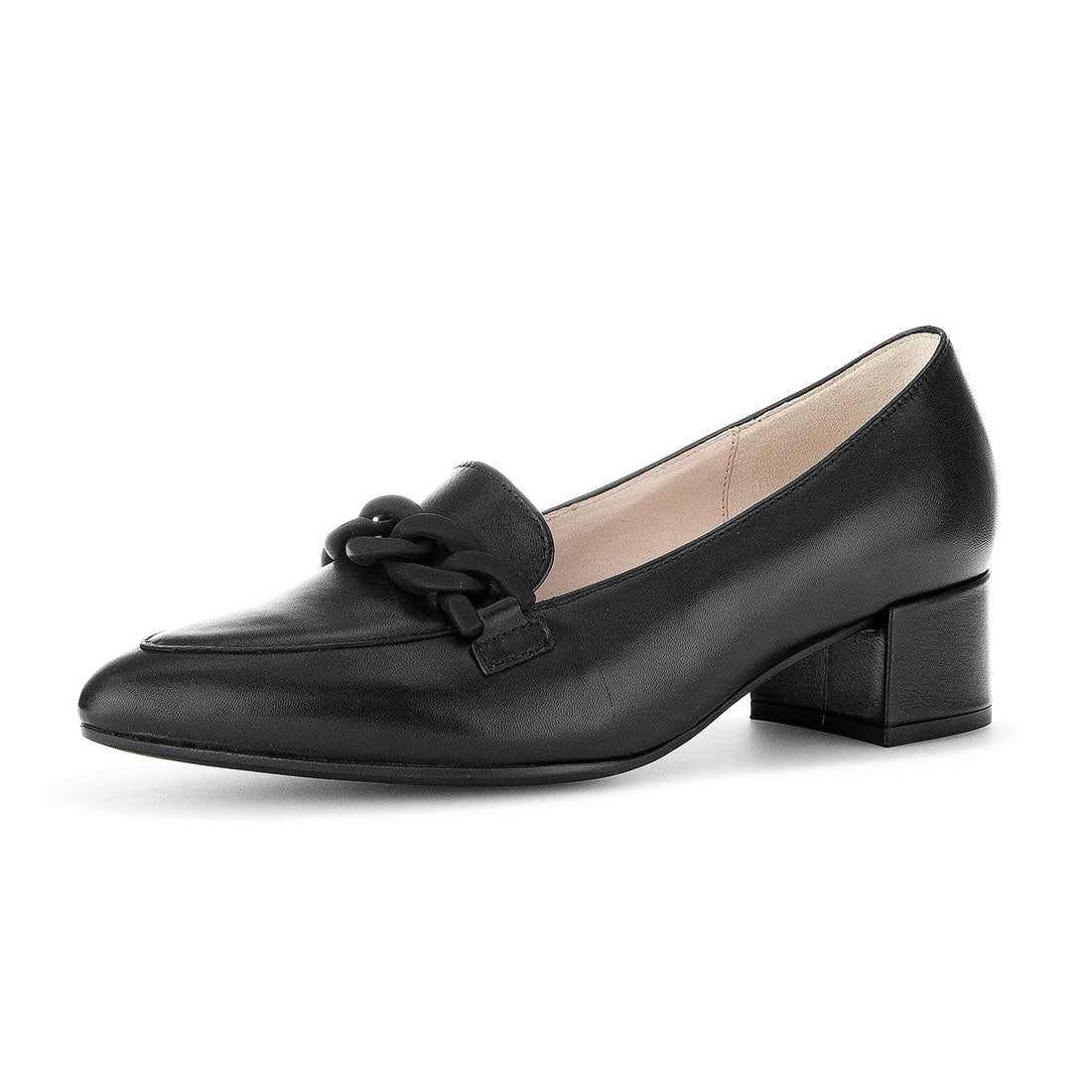 GABOR Black leather loafer r with black bit,