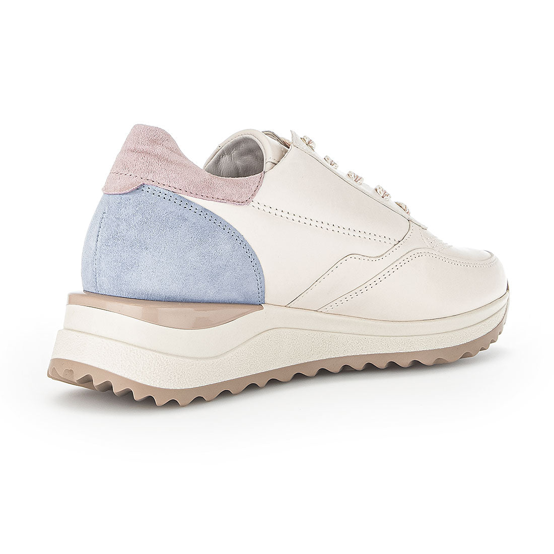 GABOR Light beige leather with pink+blue suede,
