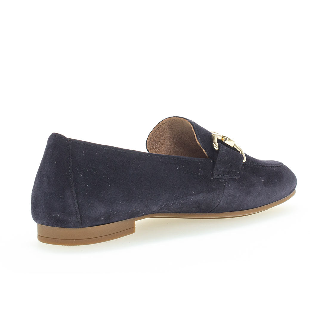 GABOR Blue suede loafer with gold buckle,