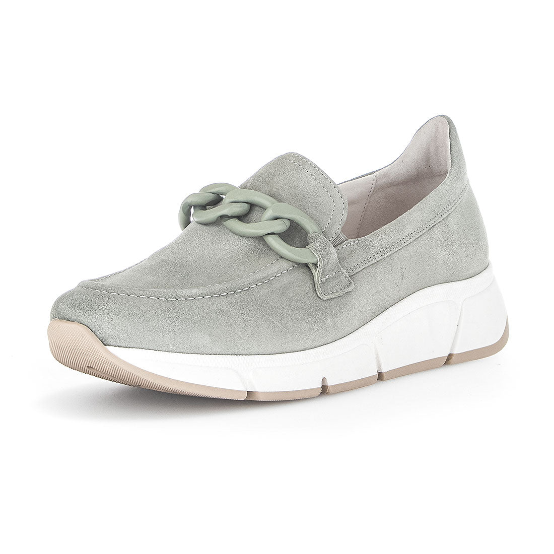 GABOR Light green suede loafer with bit,
