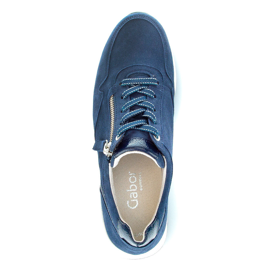GABOR Blue suede sneaker lace + zipper,