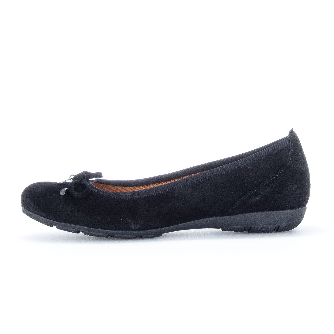 GABOR Black suede ballerina with bow,