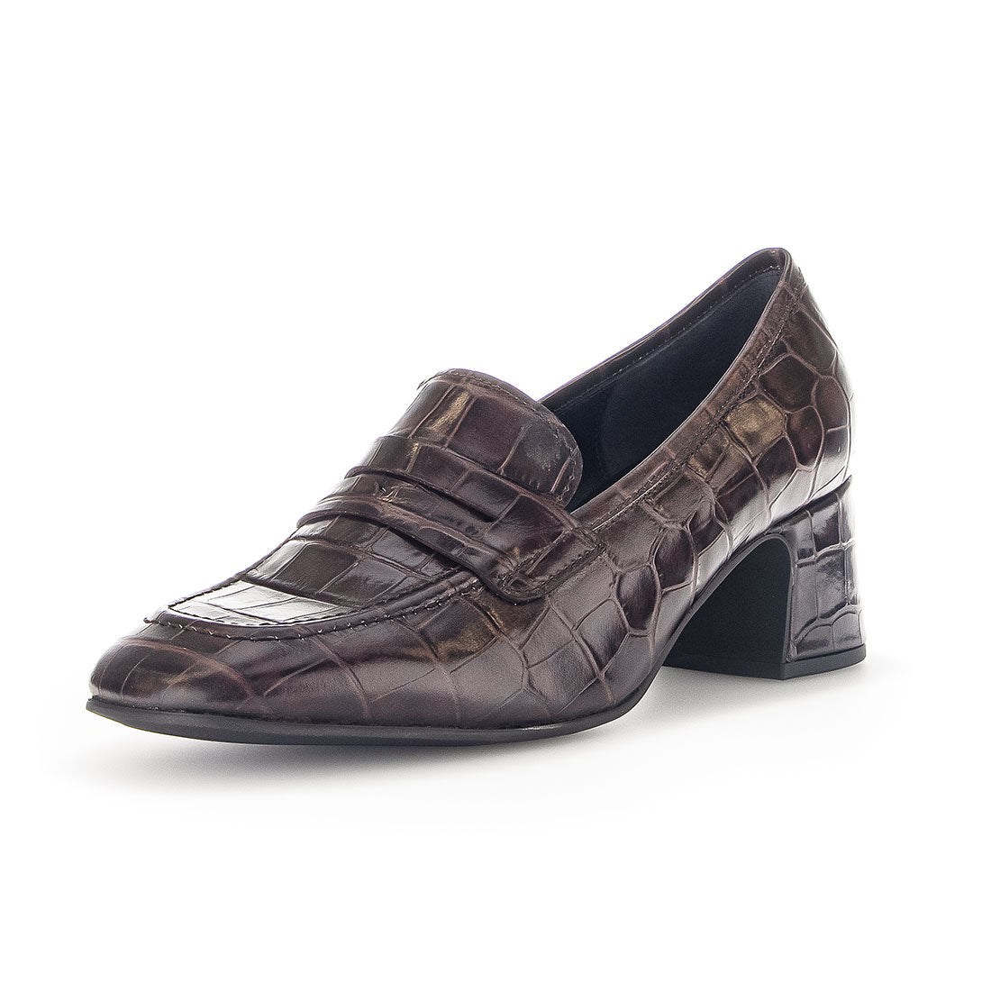 GABOR Brown embossed leather loafer,