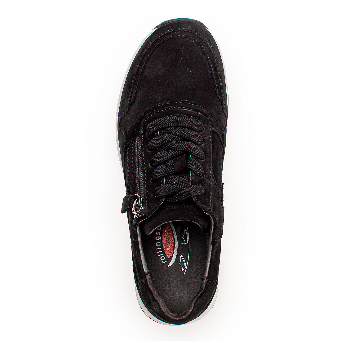 ROLLINGSOFT Black nubuck sneaker with 1 zip,