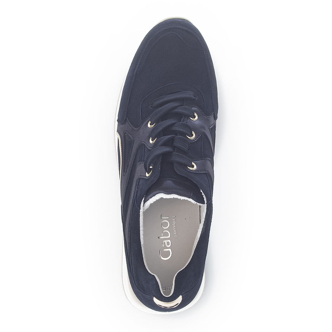 GABOR Blue suede sneaker with white sole,