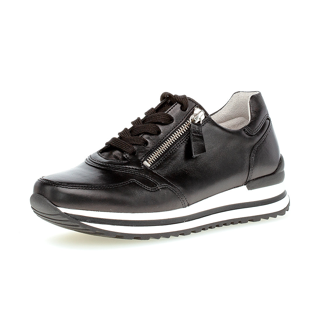 GABOR Black leather sneaker strap and zipper,