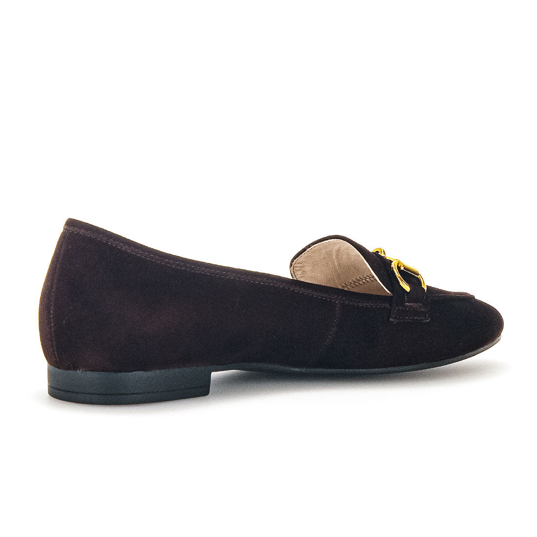 GABOR Brown suede loafer with gold bit,