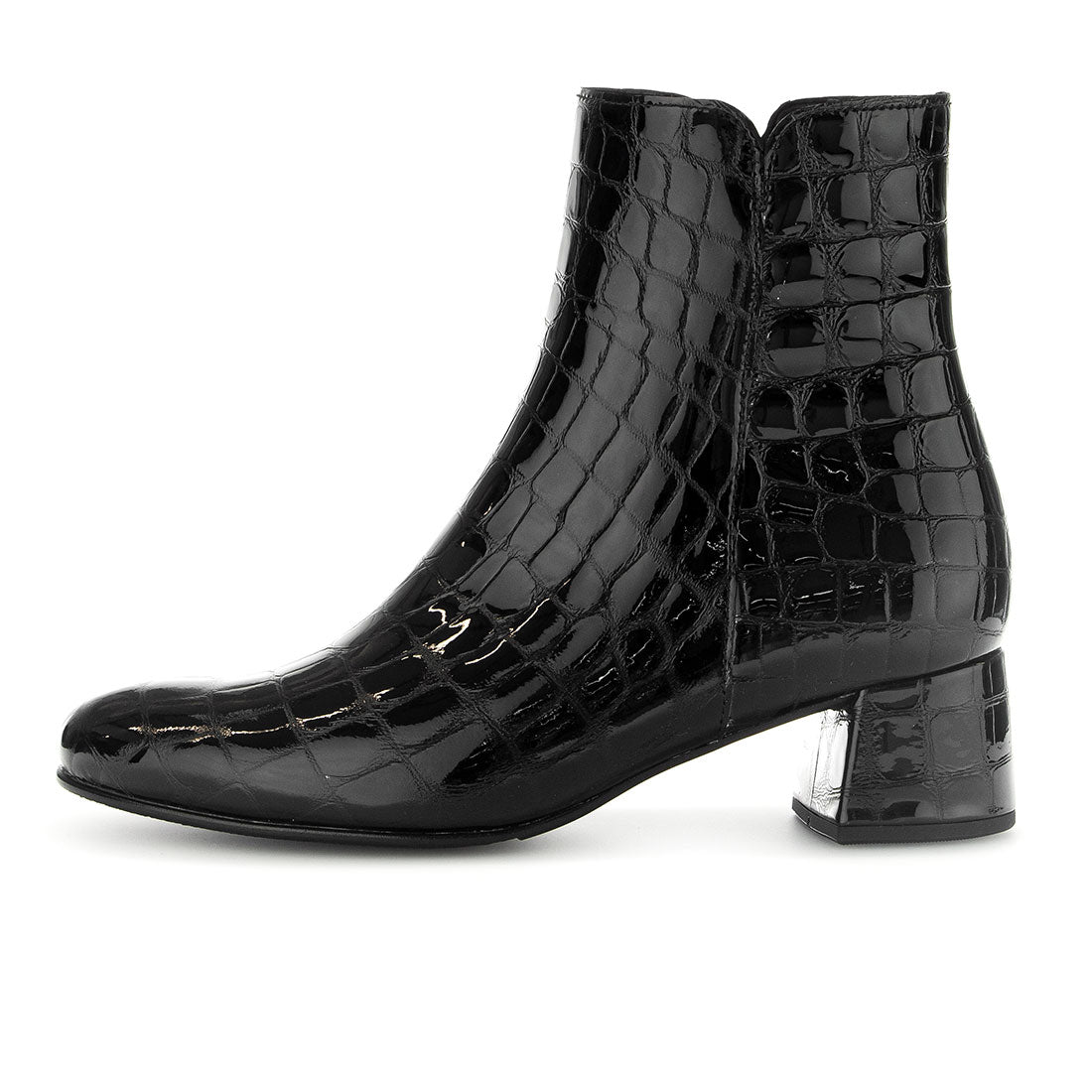 GABOR Black embossed patent leather boot,