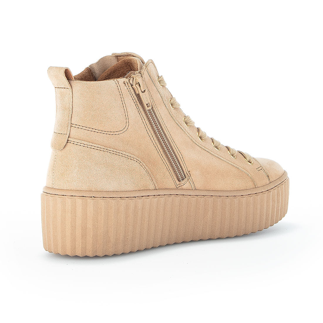 GABOR Caramel suede sneaker with shaft,