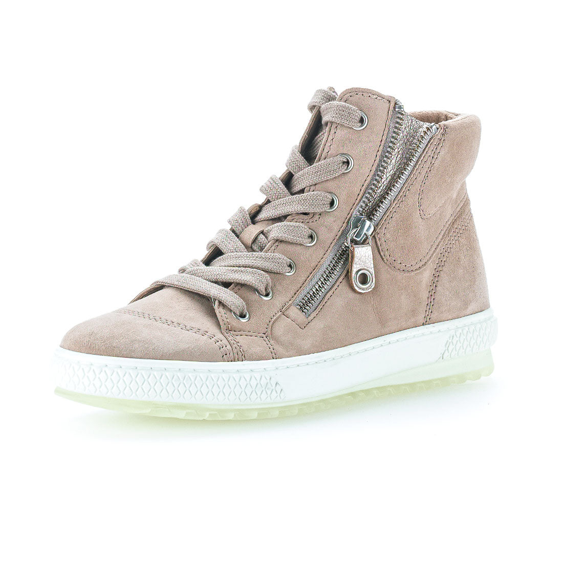GABOR Sand nubuck boot with laces + zipper,