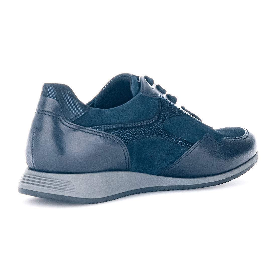 GABOR Blue leather and nubuck sneaker with laces,