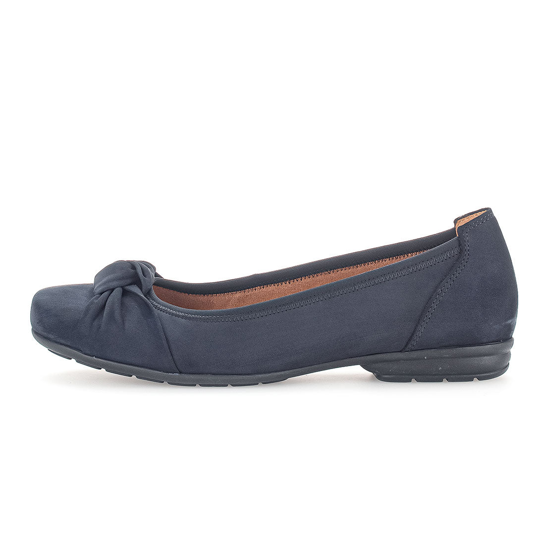 GABOR Blue nubuck ballerina with knot,