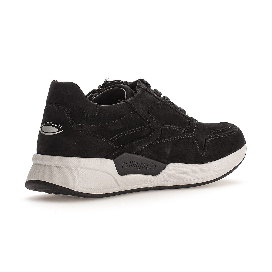 ROLLINGSOFT Black nubuck sneaker with 1 zip,