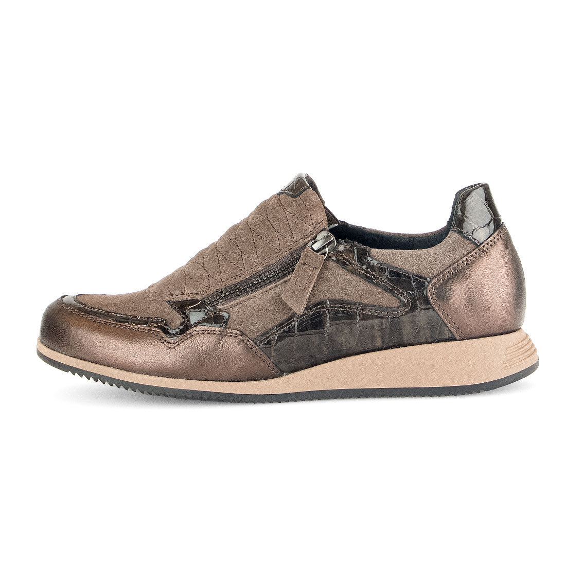 GABOR Brown sneakers with animal print,