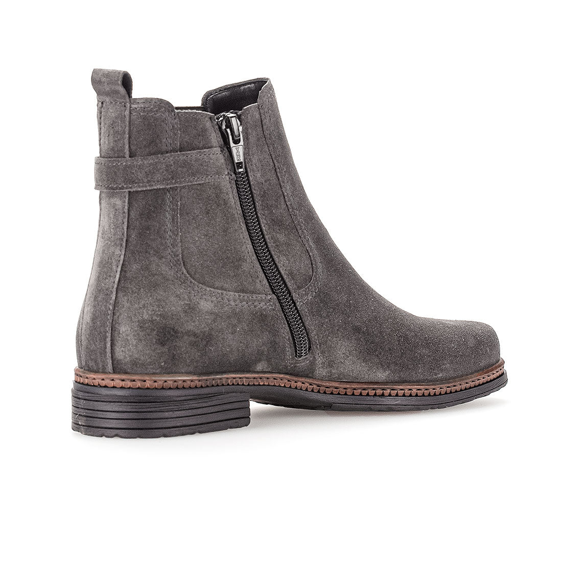 GABOR Gray suede boot w. elastic + zipper,