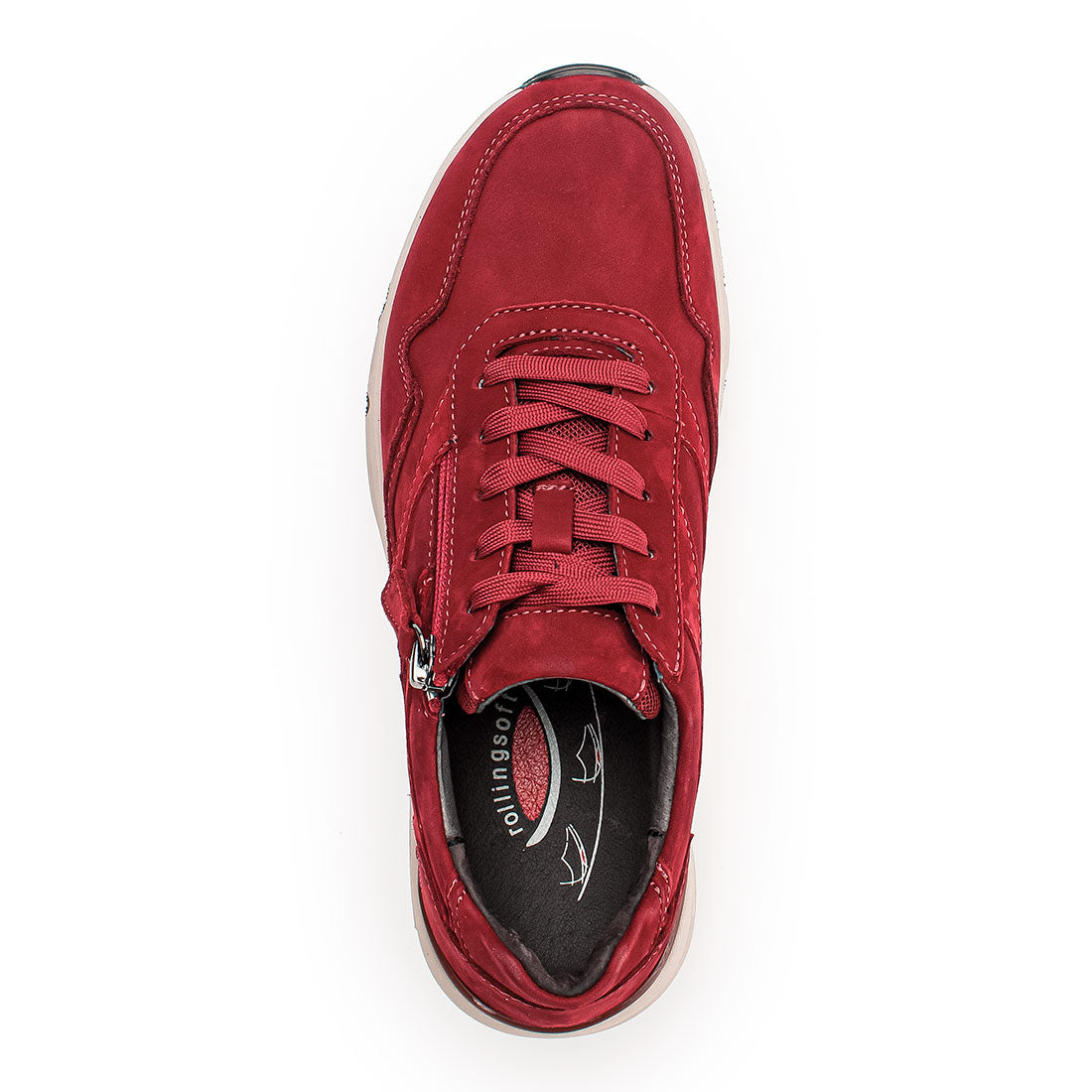 ROLLINGSOFT Dark red nubuck sneaker with 1 zip,