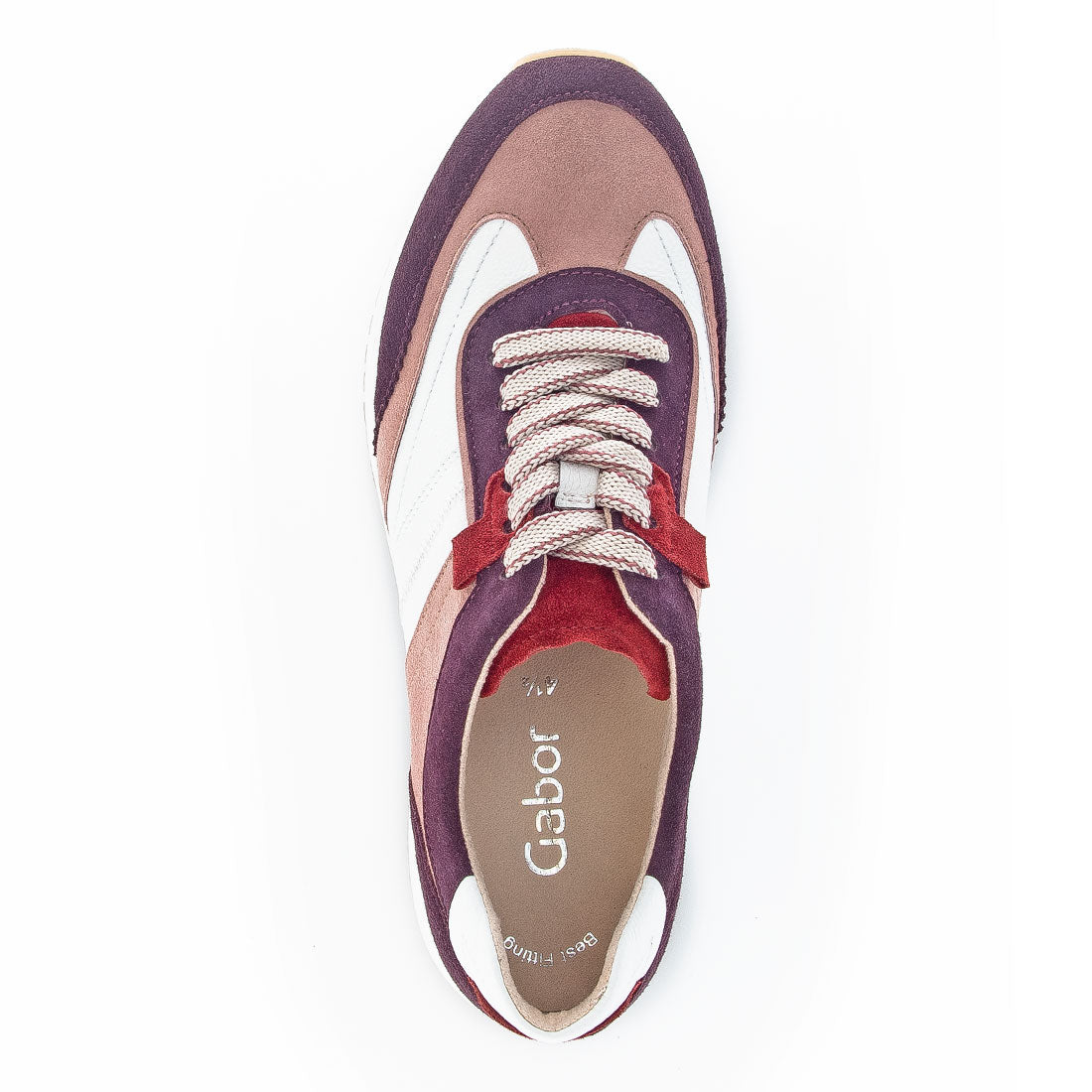 GABOR Bordeaux + pink suede + white leather,