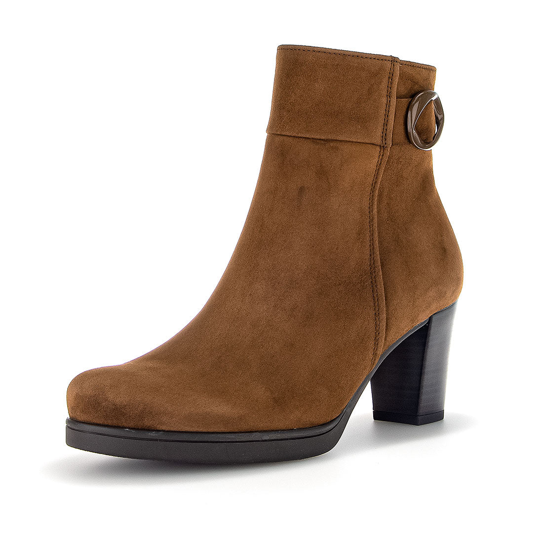 GABOR Brown suede boot with decorative buckle,