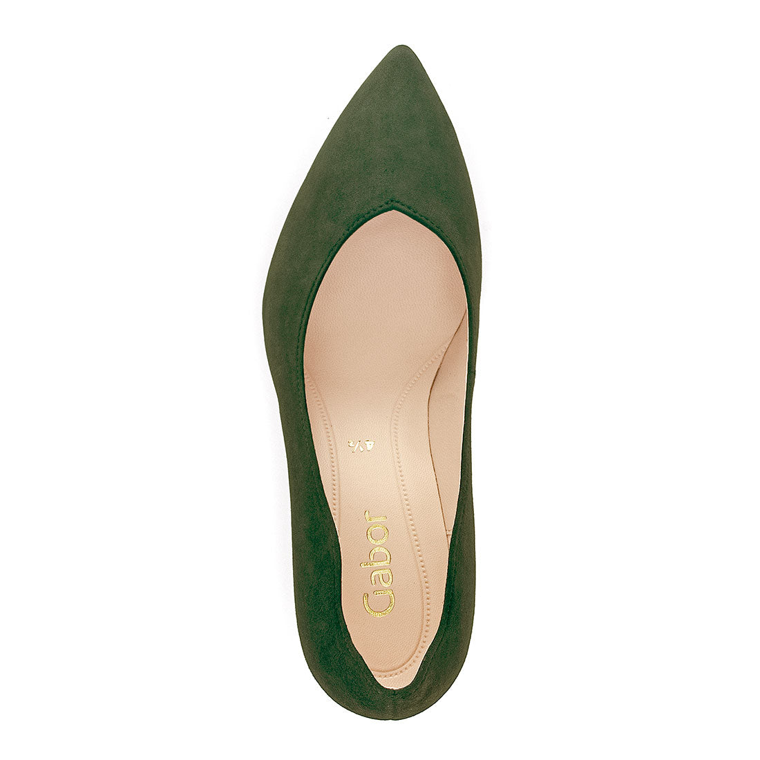 GABOR green suede pump with stiletto heel,