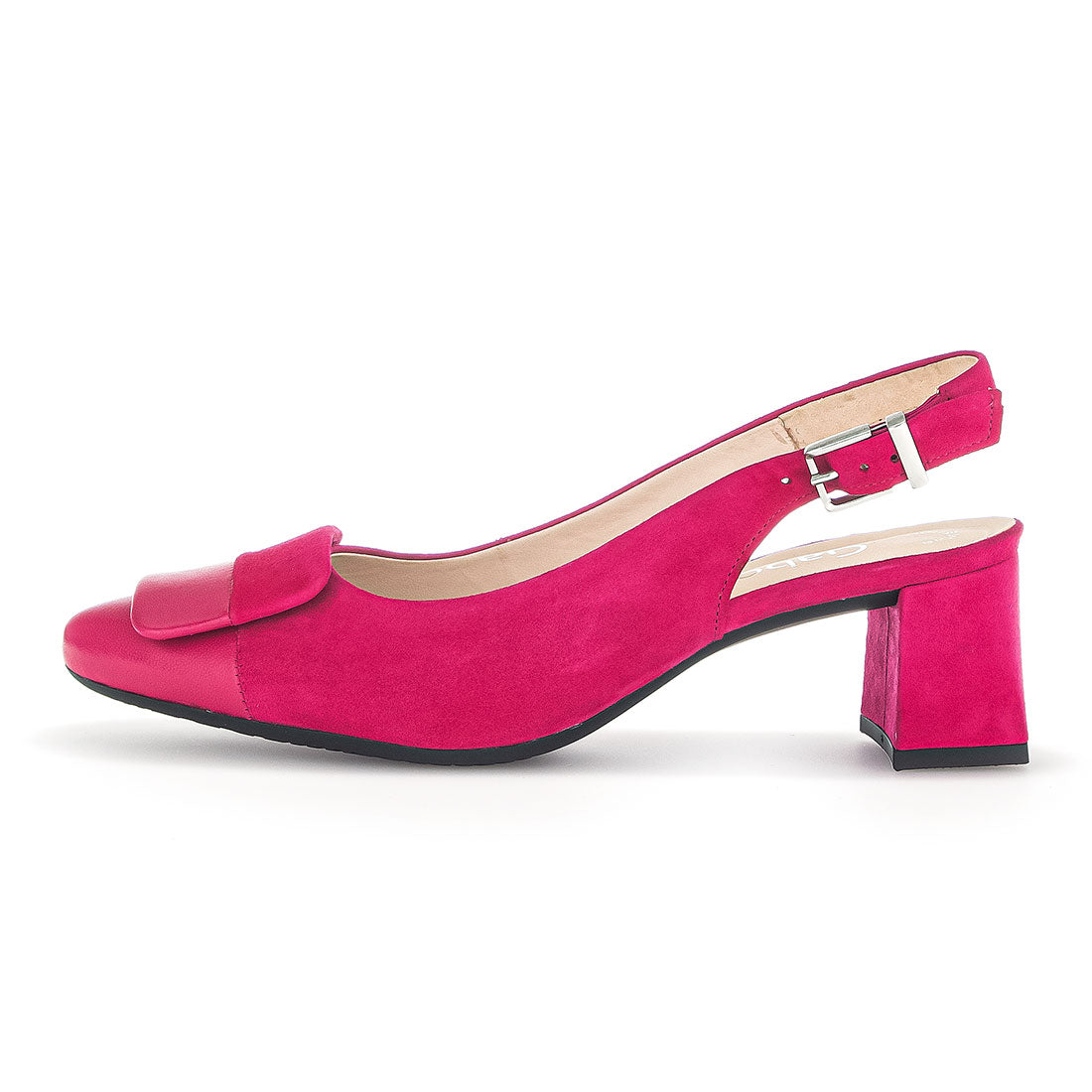 GABOR Pink suede slingback with leather toe,