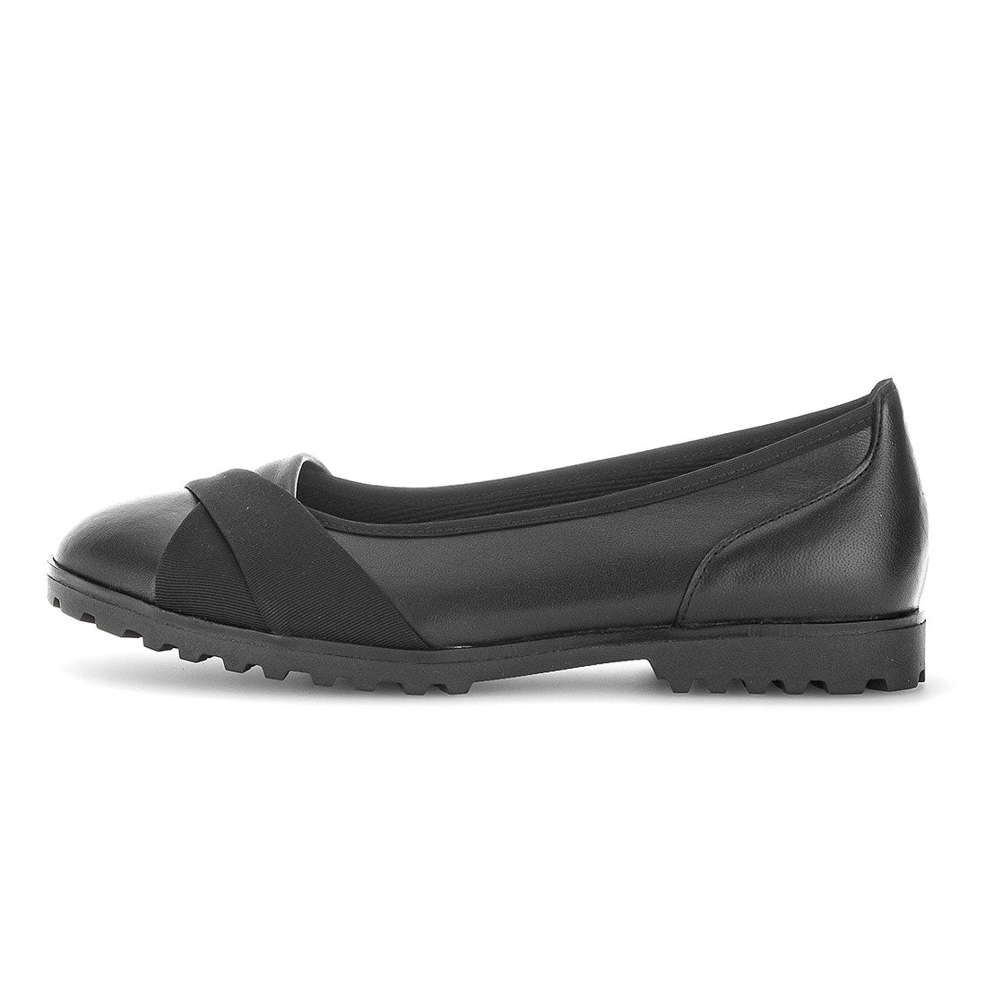 GABOR Black leather ballerina cross front,